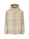 BURBERRY REVERSIBLE NYLON JACKET IN BEIGE WITH CHECK MOTIF AND MONOCHROME DESIGN