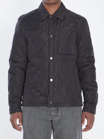 Burberry Overshirt Quilted Reversible Check Cotton In Black