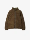 Burberry Reversible Paisley Nylon Puffer Jacket In Olive