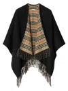 Burberry Reversible Plaid Cape In Black