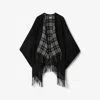 Burberry Reversible Poncho Coat In Merino Wool In Black