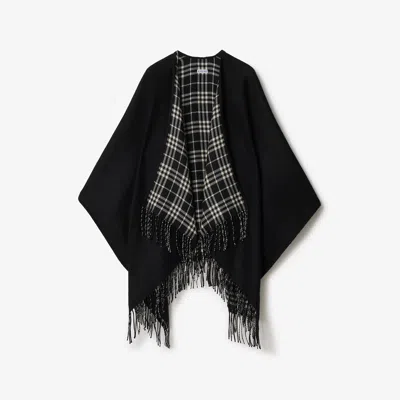 Burberry Reversible Poncho Coat In Merino Wool In Black