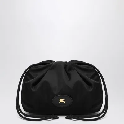 BURBERRY BURBERRY REVERSIBLE POUCH IN BLACK NYLON WITH CHECK PATTERN