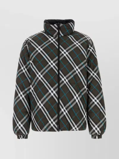 Burberry Multicolorreversible Down Jacket With All-over Check Motiv In Tech Fabric Man