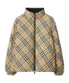 Burberry Beige Check Nylon Reversible Down Puffer Jacket In Nude