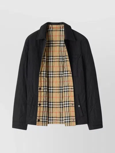 Burberry Reversible Quilted Nylon Overshirt In Black