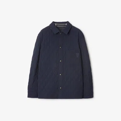 Burberry Reversible Quilted Nylon Overshirt In Navy/charcoal Melange