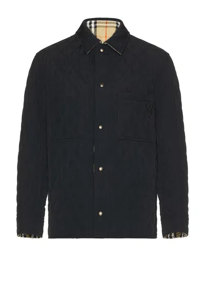 Burberry Reversible Quilted Overshirt In Black & Sand Ip Check