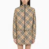 BURBERRY REVERSIBLE SAND-COLOURED CROPPED JACKET WITH CHECK PATTERN