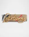 Burberry Reversible Script Logo Belt In Sand Check Black