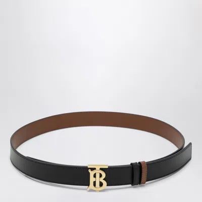 Burberry Reversible Tb Leather Belt In Black And Tan