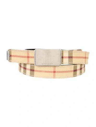 Pre-owned Burberry Reversible Vintage Check Waist Belt In Neutral