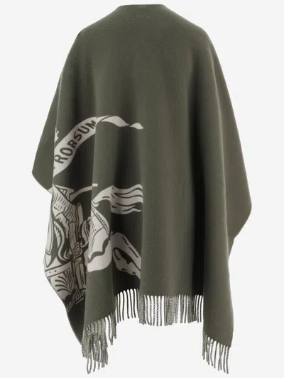 Burberry Reversible Virgin Wool And Cashmere Cape In Green