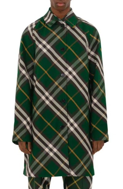 Burberry Reversible Check Car Coat In Green