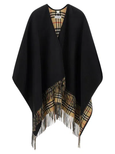 Burberry Reversible Wool Cape In Black