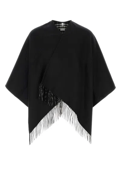 Burberry Reversible Wool Cape For Unisex In Black