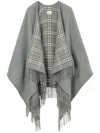 Burberry Check Wool Reversible Cape In Gray