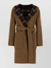 Burberry Reversible Wool Coat Belted Waist In Brown