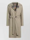 Burberry Reversible Wool Coat Belted Waist Lapels In Neutral