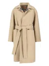 Burberry Women Reversible Wool Robe Coat In Sand