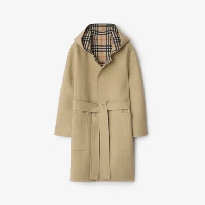 BURBERRY BURBERRY REVERSIBLE WOOL HOODED WRAP COAT