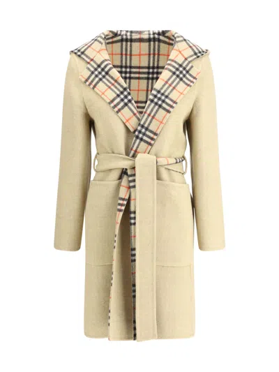 Burberry Reversible Wool Robe Coat In Neutral