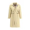 Burberry Women Reversible Wool Robe Coat In Sand