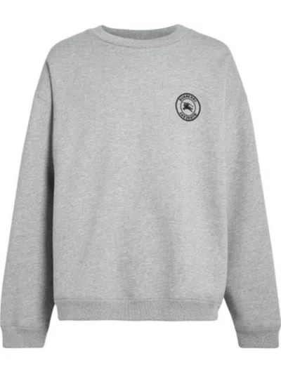 Pre-owned Burberry Reyliegh Gray Cotton Black Knight Crest Logo Pullover Sweater Xl