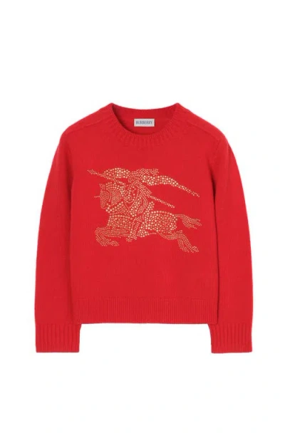 Burberry Kids'  Rhinestone Ekd Wool Sweater In Red