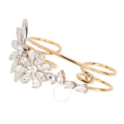 Burberry Rhinestone Flower Adjustable Open Wire Ring In Crystal