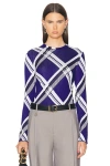 Burberry Checked Silk Jumper In Knight Ip Check