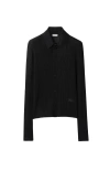 Burberry Collared Ribbed Ekd Top In Black