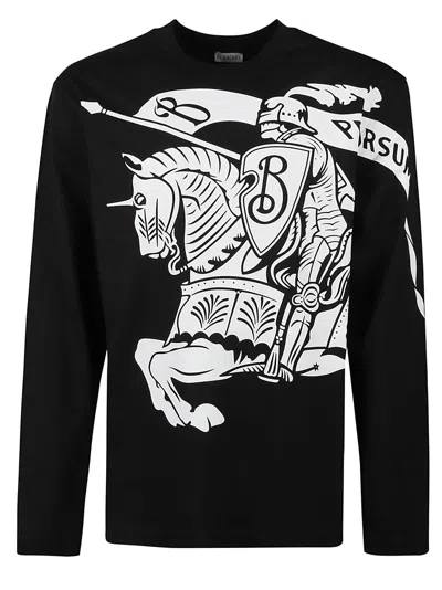 Burberry Rib Trim Printed Sweatshirt In Black