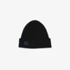 Burberry Black Beanie With Embroidered Ekd Logo On The Front In Cashmere In Black