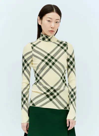 Burberry Ribbed Check Sweater In Yellow