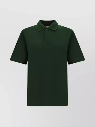 Burberry Ribbed Collar Cotton Polo Shirt In Green