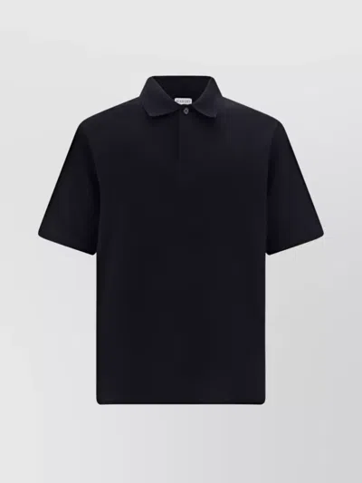 Burberry Ribbed Collar Cotton Polo Shirt Regular Fit In Black