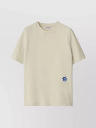 Burberry Ribbed Collar Crew Neck Graphic Print T-shirt In Neutral