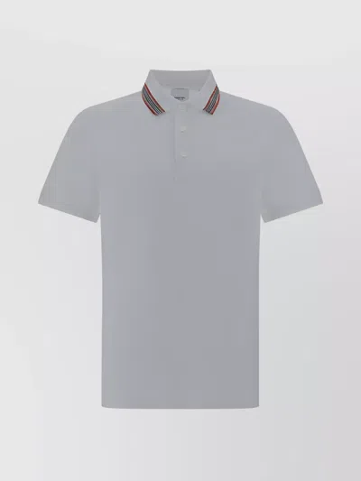 Burberry Ribbed Collar Polo Shirt In Gray