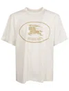 Burberry Men Beige Crewneck T-shirt With Maxi Logo On The Front In Cotton Man In White