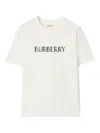Burberry Ribbed Cotton Jersey T-shirt With Logo Print In White