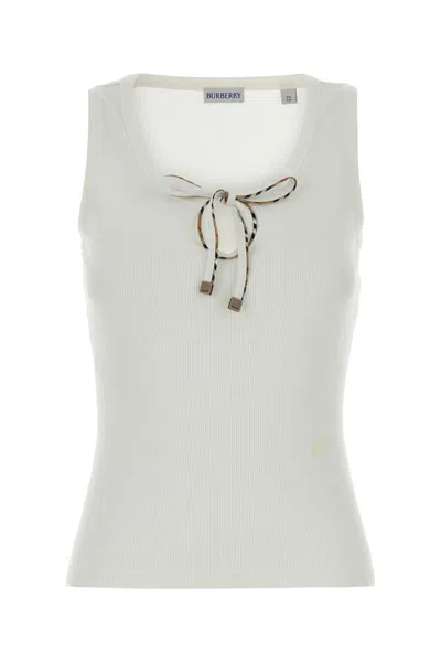 Burberry Ribbed Cotton Tank Top In White