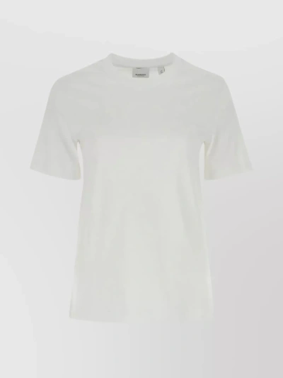 Burberry Ribbed Crew-neck Cotton T-shirt With Short Sleeves In Pastel