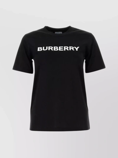 BURBERRY RIBBED CREW-NECK COTTON T-SHIRT WITH STRAIGHT HEM