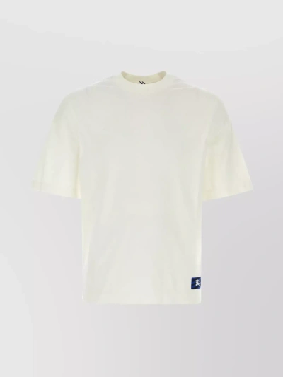 BURBERRY RIBBED CREW-NECK T-SHIRT WITH EQUESTRIAN PATCH