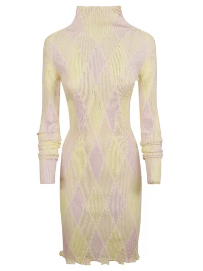 Burberry Ribbed Knit Dress In Cameo Ip Pattern