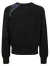 Burberry Wool Pullover With Decorative Zip In Black