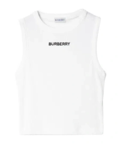 Burberry Ribbed Stretch Cotton Tank Top In White