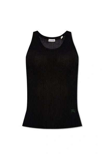 Burberry Ribbed Tank Top In Black