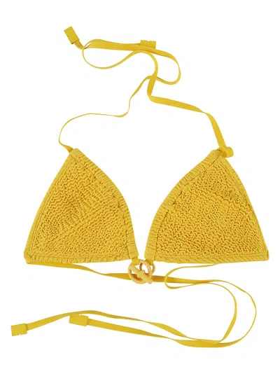 Burberry Ribbed Top Swimsuit In Yellow
